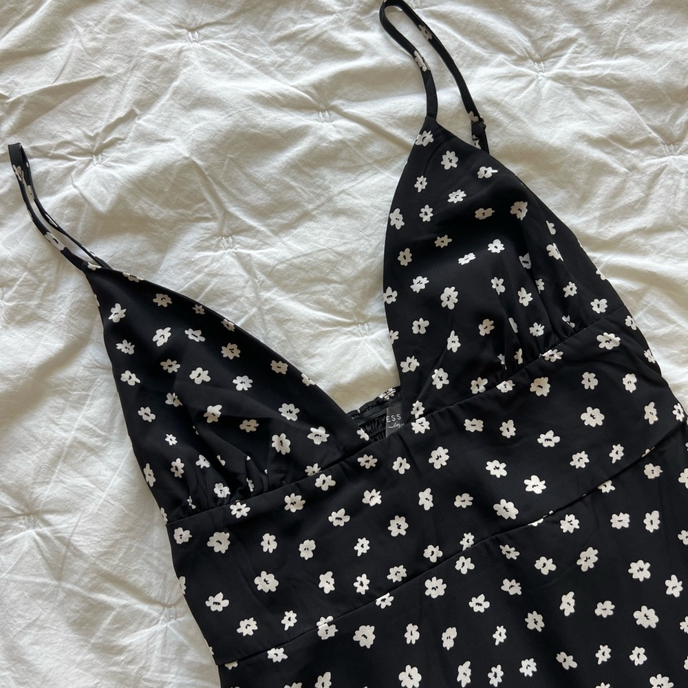 Black and white pattern midi dress